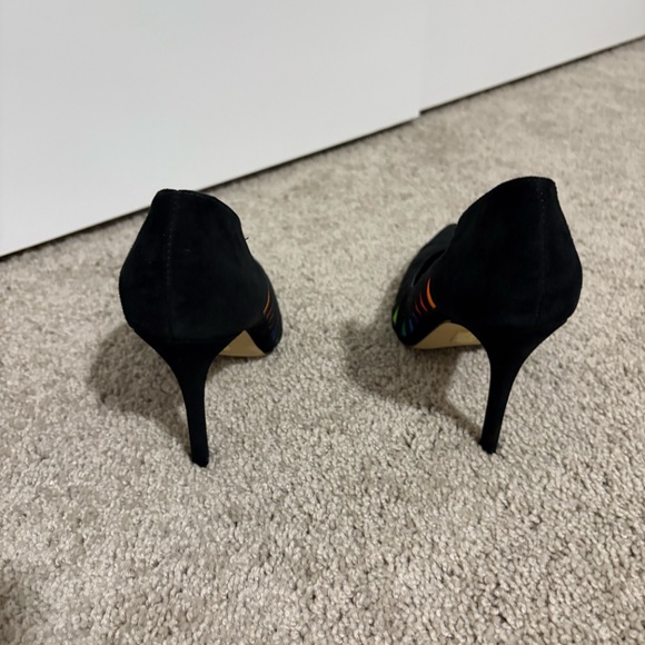 Truth or Dare by Madonna Black Suede High Heels with Rainbow Colors - Picture 3 of 6